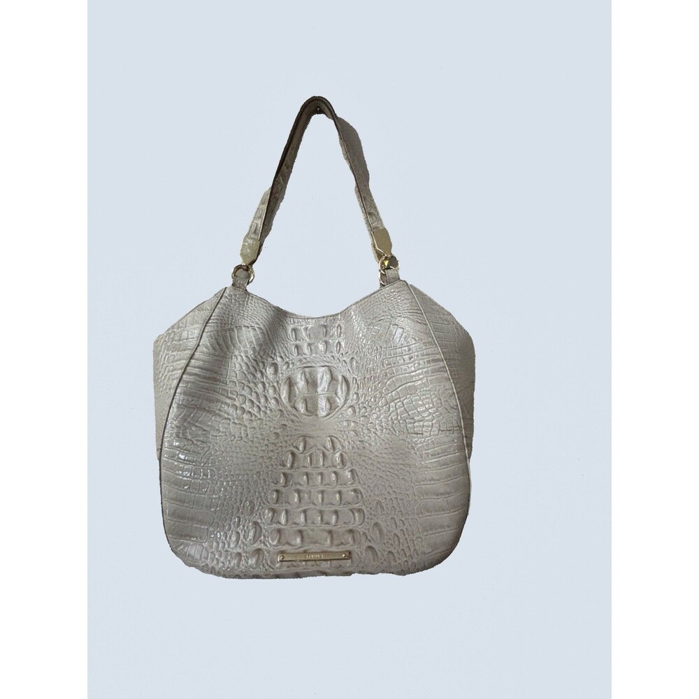 Brahmin Marianna Melbourne Leather Tote Bag Crocodile Embossed Purse Preowned